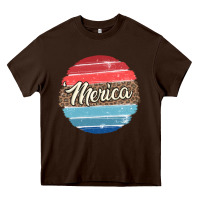 Chocolate Brown leopard merica Heavy Core Tee - MaliasSmallBusiness
