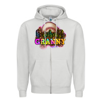 Dove Grey baseball granny Zipper Hoodie - OliviaCreatesArt