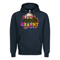 Navy baseball granny Zipper Hoodie - OliviaCreatesArt