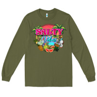 Army Green Salty vibes summer Long Sleeve Tee - NancyCooperArtShop