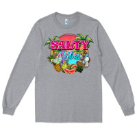Heather Grey Salty vibes summer Long Sleeve Tee - NancyCooperArtShop