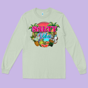 Salty Vibes Summer Long Sleeve Tee Designed By Nancycooperartshop