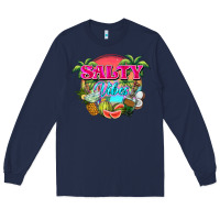 Navy Salty vibes summer Long Sleeve Tee - NancyCooperArtShop