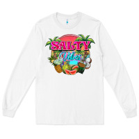 White Salty vibes summer Long Sleeve Tee - NancyCooperArtShop