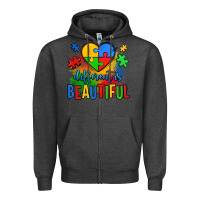 Charcoal Heather different is beautiful autism Zipper Hoodie - OliviaCreatesArt