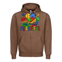 Chestnut different is beautiful autism Zipper Hoodie - OliviaCreatesArt