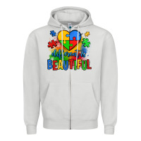 Dove Grey different is beautiful autism Zipper Hoodie - OliviaCreatesArt