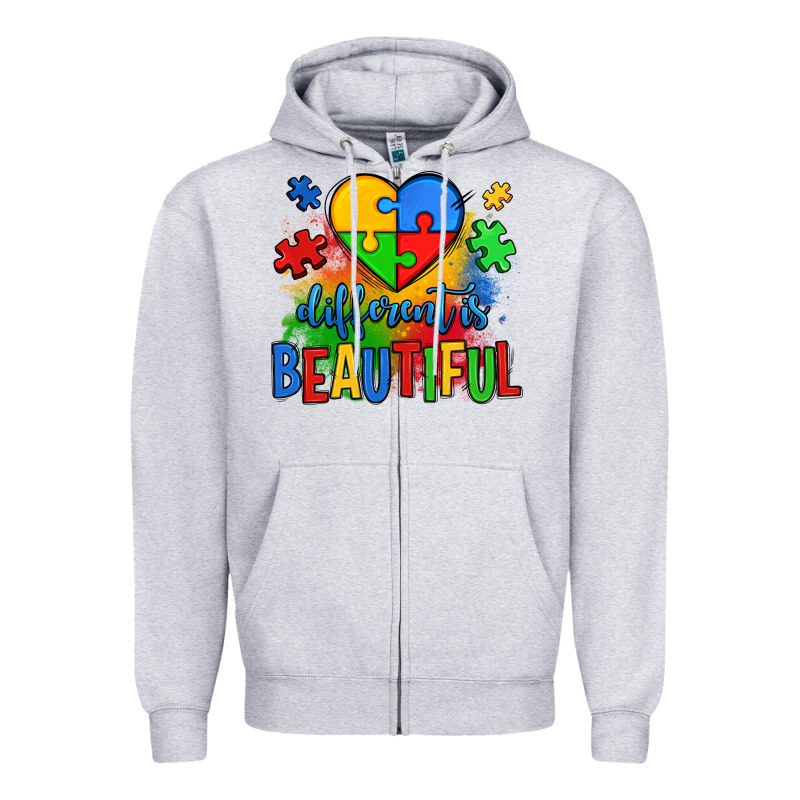 Different Is Beautiful Autism Zipper Hoodie by OliviaCreatesArt | Teevron