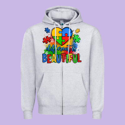 Different Is Beautiful Autism Zipper Hoodie Designed By Oliviacreatesart