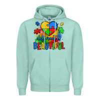 Seafoam different is beautiful autism Zipper Hoodie - OliviaCreatesArt