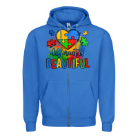 True Royal different is beautiful autism Zipper Hoodie - OliviaCreatesArt