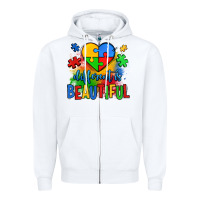 White different is beautiful autism Zipper Hoodie - OliviaCreatesArt