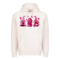 Pale Pink breast cancer gnomies Premium Hoodie - FaDigitalArtStudio