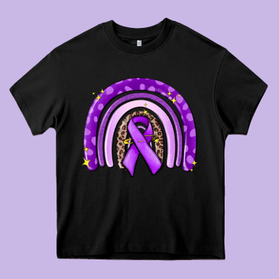 Awerenes Ribbon  Rainbow Heavy Core Tee Designed By Maliassmallbusiness