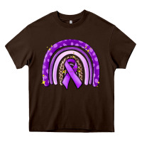 Chocolate Brown awerenes ribbon  rainbow Heavy Core Tee - MaliasSmallBusiness