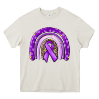 Cream awerenes ribbon  rainbow Heavy Core Tee - MaliasSmallBusiness