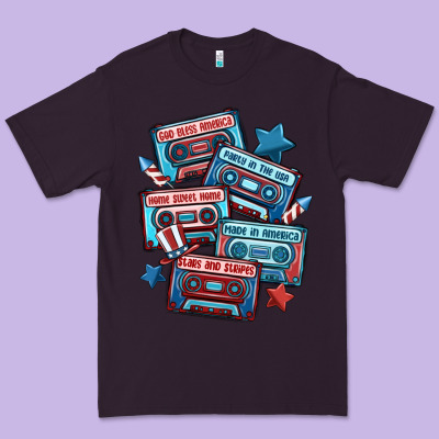 Usa America Cassette Tapes Premium Tee Designed By Maliassmallbusiness