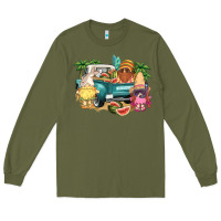 Army Green summer gnomies truck Long Sleeve Tee - NancyCooperArtShop