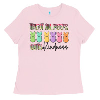 Bubblegum Pink treat all peeps with kindness Ladies Tee - MaliasSmallBusiness