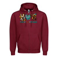 Burgundy peace love cowboys Zipper Hoodie - OliviaCreatesArt