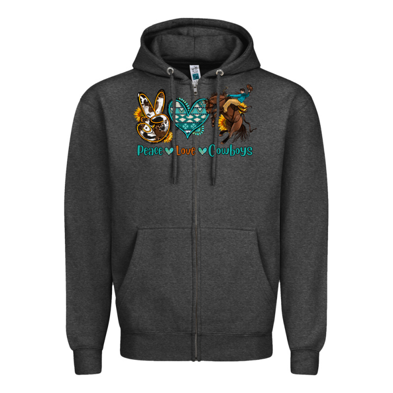 Peace Love Cowboys Zipper Hoodie by OliviaCreatesArt | Teevron