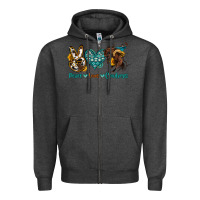 Charcoal Heather peace love cowboys Zipper Hoodie - OliviaCreatesArt