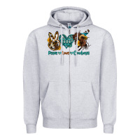 Heather Grey peace love cowboys Zipper Hoodie - OliviaCreatesArt