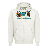 Oatmeal Heather peace love cowboys Zipper Hoodie - OliviaCreatesArt