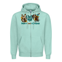 Seafoam peace love cowboys Zipper Hoodie - OliviaCreatesArt
