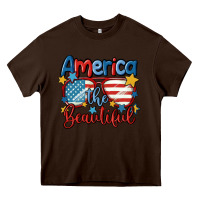 Chocolate Brown america the beautiful Heavy Core Tee - MaliasSmallBusiness