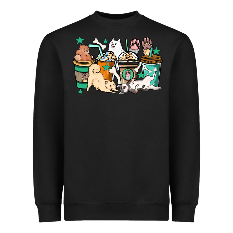 Dog Coffee Cups Heavyweight Sweatshirt by HowdyJamesFarm | Teevron