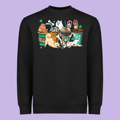 Dog Coffee Cups Heavyweight Sweatshirt Designed By Howdyjamesfarm