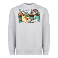 Heather Grey Dog coffee cups Heavyweight Sweatshirt - HowdyJamesFarm