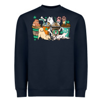 Navy Dog coffee cups Heavyweight Sweatshirt - HowdyJamesFarm