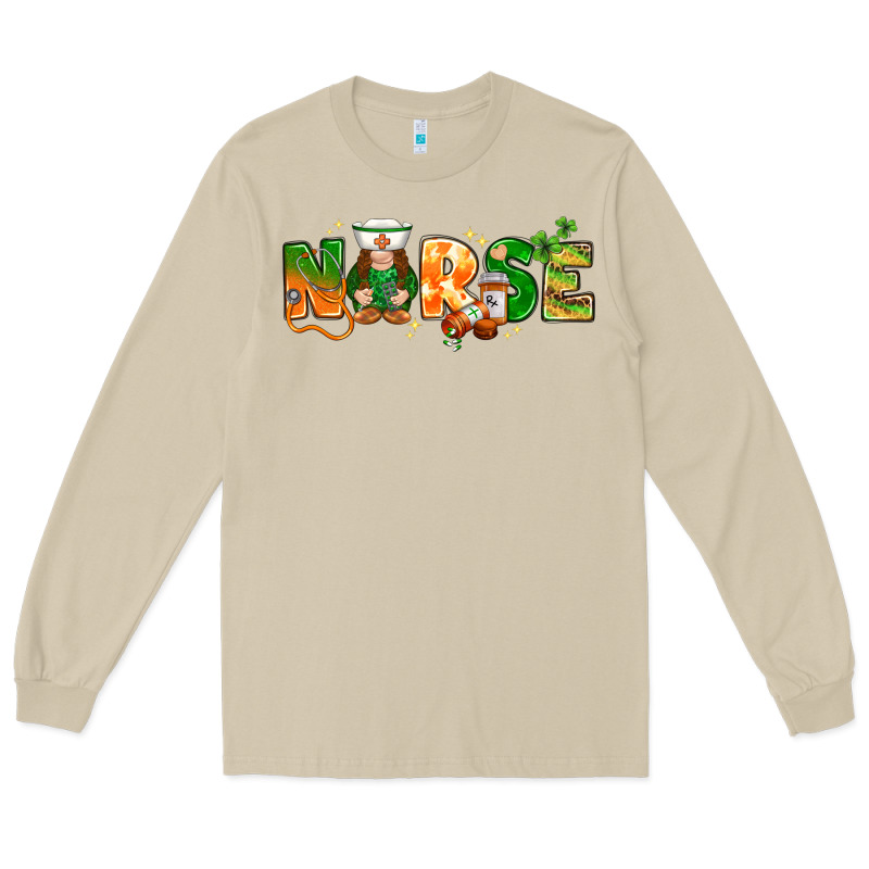 St Patricks Day Nurse With Gnome Long Sleeve Tee by NancyCooperArtShop | Teevron
