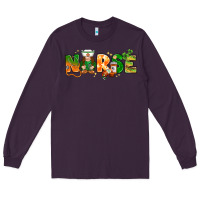 Plum st patricks day nurse with gnome Long Sleeve Tee - NancyCooperArtShop