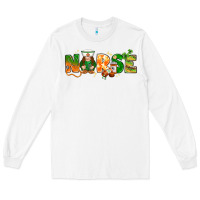 White st patricks day nurse with gnome Long Sleeve Tee - NancyCooperArtShop