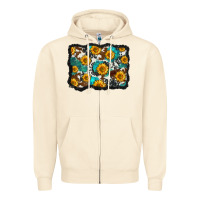 Sandshell cowhide  turquoise sunflowers pattern olivia Zipper Hoodie - OliviaCreatesArt