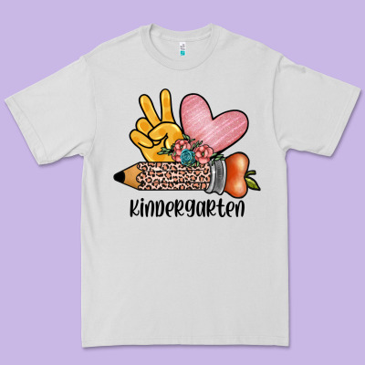 Peace Love Kindergarten Premium Tee Designed By Jahusdesignshop