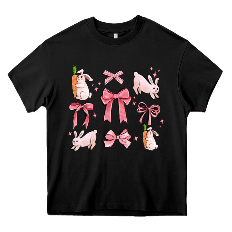 Pink Ribbons With Rabbits Heavy Core Tee by MaliasSmallBusiness | Teevron