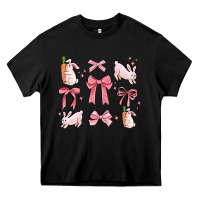 Black pink ribbons with rabbits Heavy Core Tee - MaliasSmallBusiness