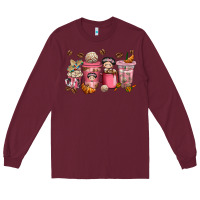 Burgundy cafecito y chisme coffee cups Long Sleeve Tee - texasbilliewilder