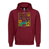 Burgundy small town girl olivia Zipper Hoodie - OliviaCreatesArt