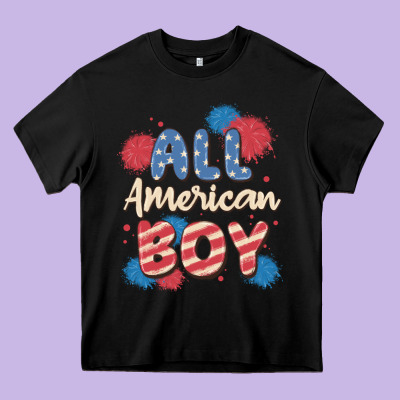 All American Boy Heavy Core Tee Designed By Maliassmallbusiness
