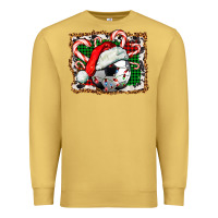 Antique Gold Soccer Ball Christmas With Hat And Candy Cane Premium Sweatshirt - FaDigitalArtStudio