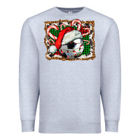 Heather Grey Soccer Ball Christmas With Hat And Candy Cane Premium Sweatshirt - FaDigitalArtStudio