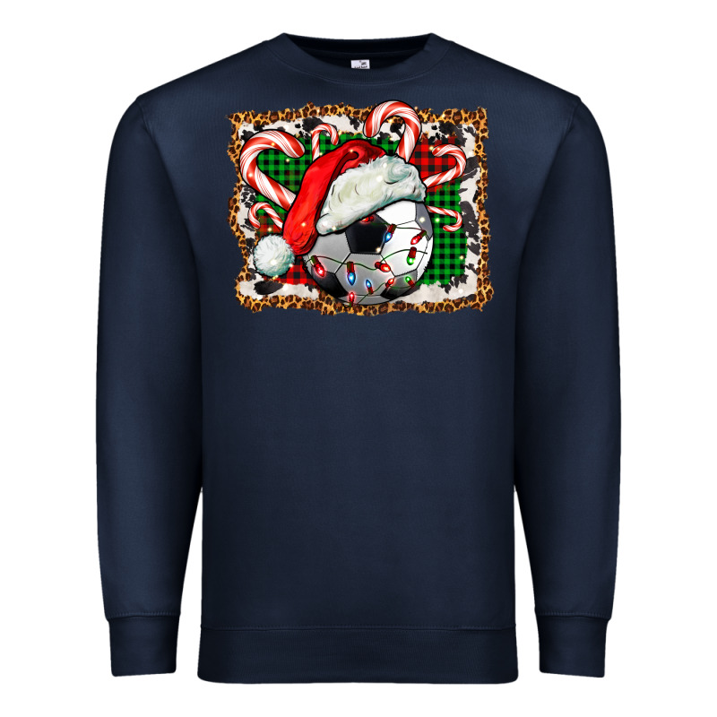 Soccer Ball Christmas With Hat And Candy Cane Premium Sweatshirt by FaDigitalArtStudio | Teevron