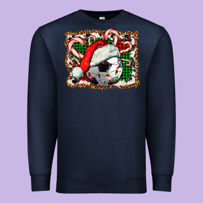 Soccer Ball Christmas With Hat And Candy Cane Premium Sweatshirt Designed By Fadigitalartstudio
