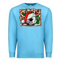 Ocean Blue Soccer Ball Christmas With Hat And Candy Cane Premium Sweatshirt - FaDigitalArtStudio
