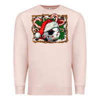 Pale Pink Soccer Ball Christmas With Hat And Candy Cane Premium Sweatshirt - FaDigitalArtStudio